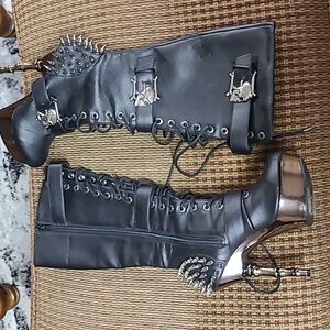 Demonia Muerto Knee High Boots